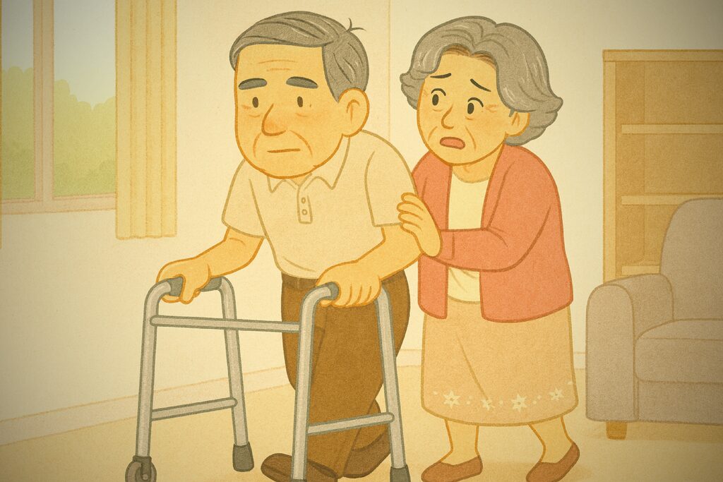 帕金森氏症患者阿光未治療前走路有小碎步和凍結步態的情況